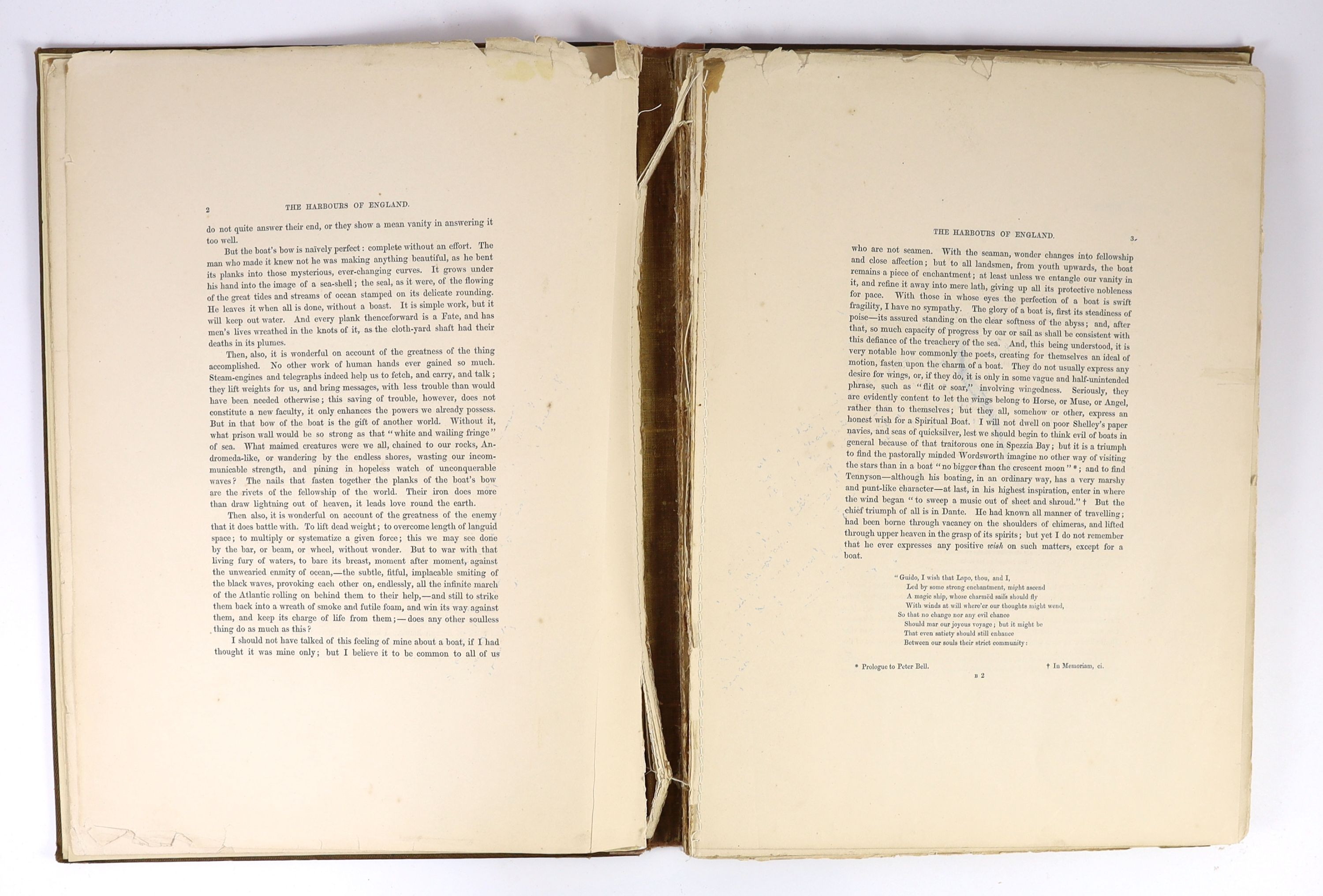 Ruskin, John - The Harbours of England, illustrated by J.M.W. Turner, folio, original green cloth gilt, with 12 plates, E. Gambart and Co., London, 1856